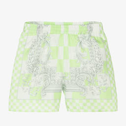 Versace-Baby Boys Green Barocco Silk Shorts | Childrensalon Outlet