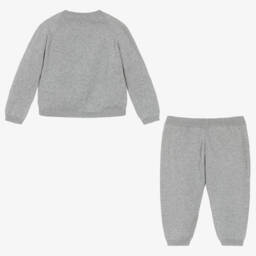 Versace-هدية طقم بنطلون قطن وكشمير لون رمادي للمواليد | Childrensalon Outlet