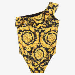 Versace-Baby Girls Black & Gold Barocco Swimsuit | Childrensalon Outlet