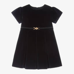 Versace-Baby Girls Navy Blue Velvet Dress | Childrensalon Outlet