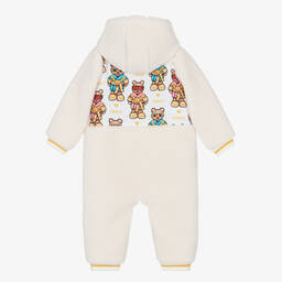 Versace-Beige Hooded Fleece Teddy Pramsuit | Childrensalon Outlet