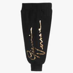 Versace-Черные спортивные брюки из хлопка с логотипом | Childrensalon Outlet