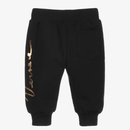 Versace-Черные спортивные брюки из хлопка с логотипом | Childrensalon Outlet