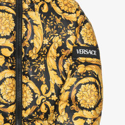 Versace-Black & Gold Barocco Down Padded Jacket | Childrensalon Outlet