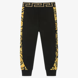 Versace-جوغرز بطبعة باروك قطن جيرسي لون أسود وذهبي | Childrensalon Outlet