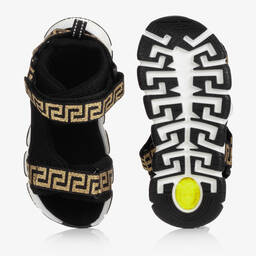 Versace-Золотисто-черные сандалии с принтом Greca | Childrensalon Outlet