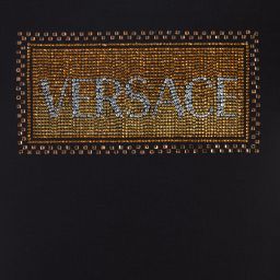 Versace-Черная футболка с золотистым логотипом | Childrensalon Outlet