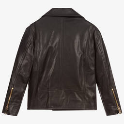 Versace-Black Leather Biker Jacket | Childrensalon Outlet