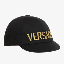 Versace-Black Twill Baseball Cap | Childrensalon Outlet