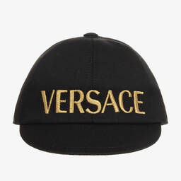 Versace-Black Twill Baseball Cap | Childrensalon Outlet