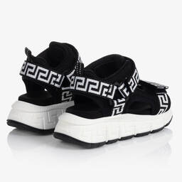 Versace-صندل تينز شبك لون أسود وأبيض | Childrensalon Outlet