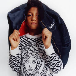 Versace-Black & White Medusa Sweater | Childrensalon Outlet