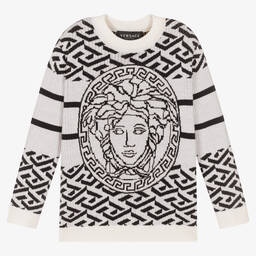 Versace-Black & White Medusa Sweater | Childrensalon Outlet
