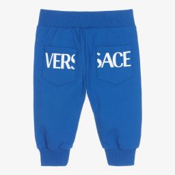 Versace-Blue & White Logo Joggers | Childrensalon Outlet