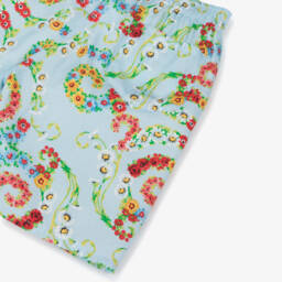 Versace-Boys Azure Floral Patterned Shorts | Childrensalon Outlet