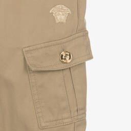Versace-بنطلون كارغو قطن تويل لون بيج للأولاد | Childrensalon Outlet