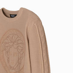 Versace-بلوفر قطن محبوك لون بيج للأولاد | Childrensalon Outlet