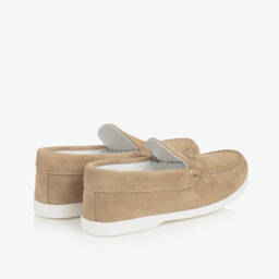 Versace-Boys Beige Suede Slip-On Loafers | Childrensalon Outlet