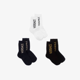 Versace-Boys Black and Blue Ankle Socks | Childrensalon Outlet