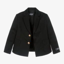 Versace-Boys Black Cotton Blazer Jacket | Childrensalon Outlet