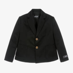 Versace-Boys Black Cotton Blazer Jacket | Childrensalon Outlet