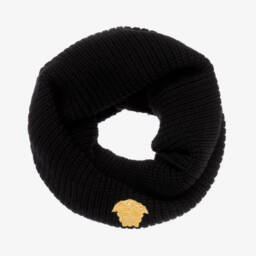 Versace-Boys Black Embroidered Wool Snood | Childrensalon Outlet