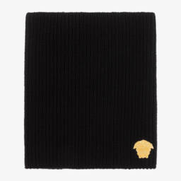 Versace-Boys Black Embroidered Wool Snood | Childrensalon Outlet
