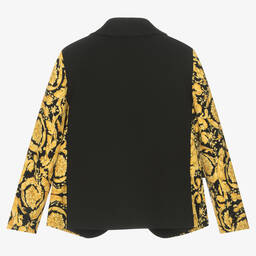 Versace-Черно-золотистый блейзер с принтом Barocco | Childrensalon Outlet