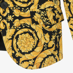 Versace-Черно-золотистый блейзер с принтом Barocco | Childrensalon Outlet