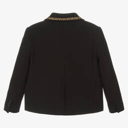 Versace-جاكيت بلايزر مزيج فيسكوز لون أسود وذهبي | Childrensalon Outlet