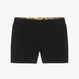 Versace-Шорты из черного трикотажа с золотой отделкой для мальчиков | Childrensalon Outlet