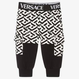 Versace-جوغرز أطفال ولادي قطن لون أسود وأبيض | Childrensalon Outlet