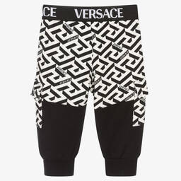 Versace-جوغرز أطفال ولادي قطن لون أسود وأبيض | Childrensalon Outlet