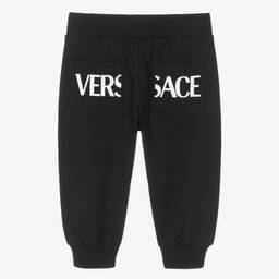 Versace-Черные джоггеры с логотипом Greca | Childrensalon Outlet