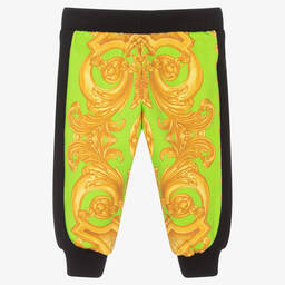 Versace-Boys Black & Green Barocco Joggers | Childrensalon Outlet