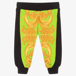 Versace-Boys Black & Green Barocco Joggers | Childrensalon Outlet