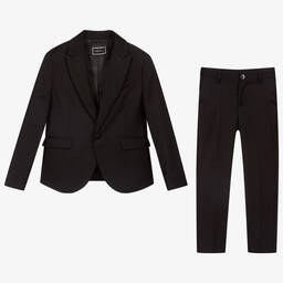 Versace-Boys Black Wool Tuxedo Suit | Childrensalon Outlet