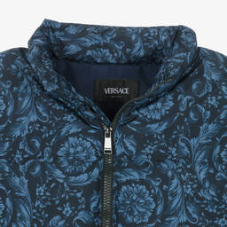 Versace-Boys Blue Barocco Down Puffer Jacket | Childrensalon Outlet