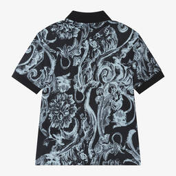 Versace-Синяя рубашка поло Barocco Stencil для мальчиков | Childrensalon Outlet