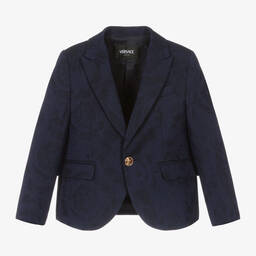 Versace-Синий шерстяной блейзер Barocco для мальчиков | Childrensalon Outlet