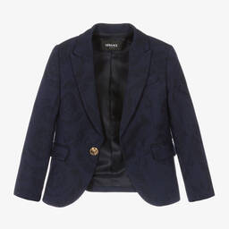 Versace-Синий шерстяной блейзер Barocco для мальчиков | Childrensalon Outlet