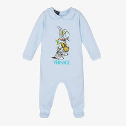 Versace Boys Blue Bunny Babygrow Childrensalon Outlet
