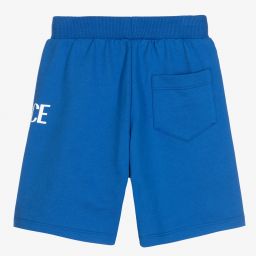 Versace-Boys Blue Cotton Greca Shorts | Childrensalon Outlet