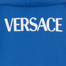 Versace-Boys Blue Cotton Hooded Zip-Up Top | Childrensalon Outlet