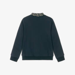 Versace-جاكيت أزرق قطني بشعار للأولاد | Childrensalon Outlet