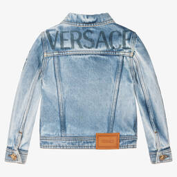 Versace-جاكيت قطن دنيم لون أزرق فاتح للأولاد | Childrensalon Outlet