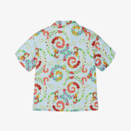 Versace-Boys Blue Floral Revere Shirt | Childrensalon Outlet