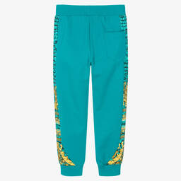 Versace-Boys Blue & Gold Barocco Crocodile Joggers | Childrensalon Outlet