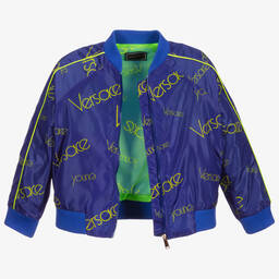 Versace-Boys Blue & Green Logo Jacket | Childrensalon Outlet