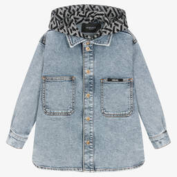 Versace-Синяя джинсовая куртка с капюшоном | Childrensalon Outlet
